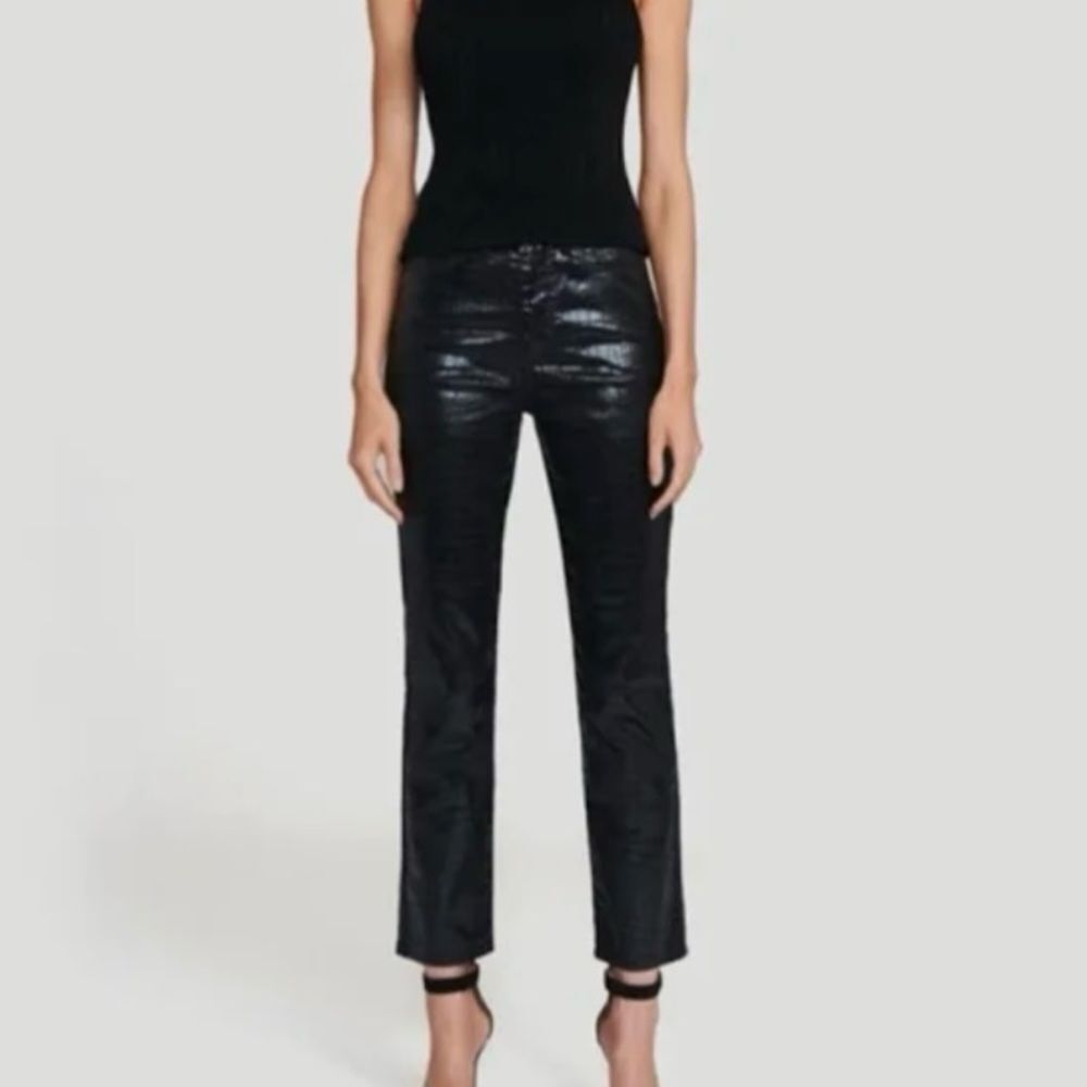 #122 FRAME Vegan Snake Skin Straight Cut Jeans